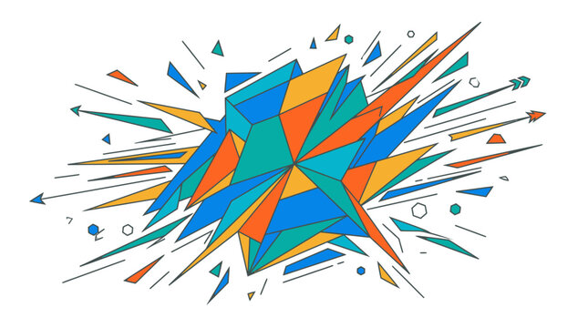 Geometric Explosion Background with Colorful Polygon Shapes