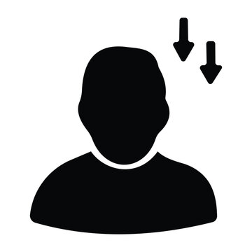 Person icon with downward arrow vector illustration direction silhouette minimalist illustration abstract movement progress decrease negative 