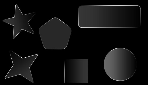 Collection of Sleek Glassy Geometric Shapes with Soft Gradient Highlights for UI Design