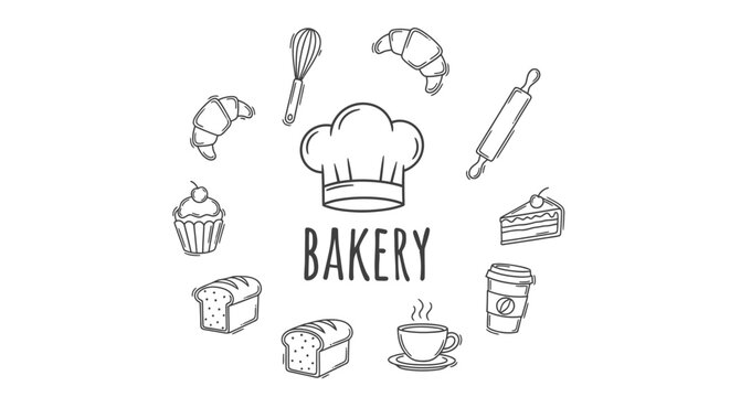 Bakery logo with pastry items.