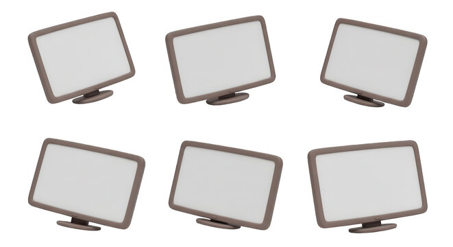 3d rendered tilting monitors in different angles against white backdrop for display  presentation use