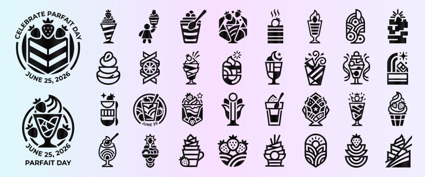 Parfait Day Celebration Icon Set for June 25 Event