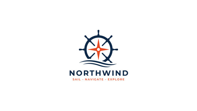 Modern logo design for northwind company with anchor and sailboat graphic Vector