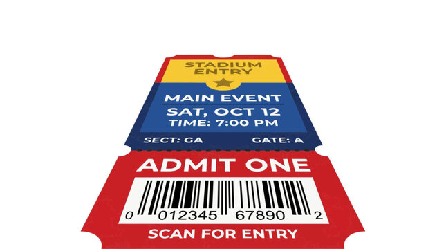 Flat 2D Vector Illustration of a Stadium Entry Ticket for a Main Event Tournament 2026 Flat 2D american football world championship tournament vector illustration