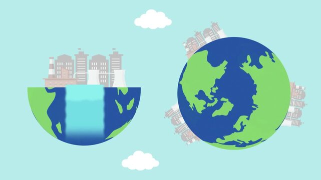 flat earth and round earth comparision. Outdated versus current science model