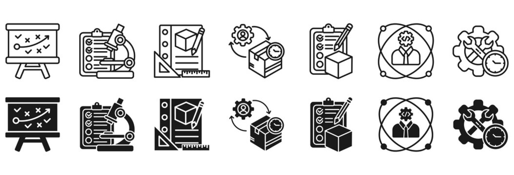 Software development icon set. Design and implementation symbol