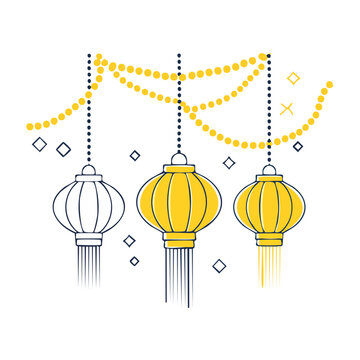 Minimalist hanging lamps vector set