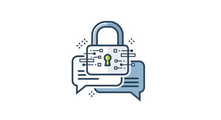 Fototapeta premium Secure Chat Communication with Padlock and Speech Bubbles.