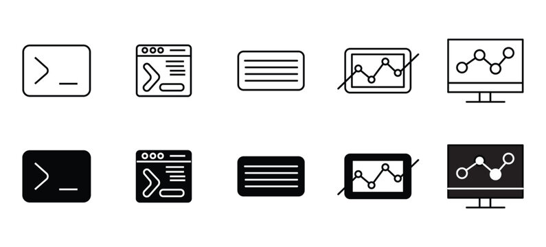Terminal Icon Set - Command Line Terminal Bash Console Interface Design Icons