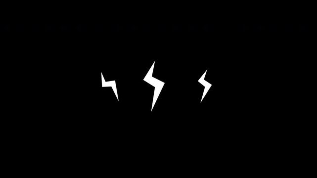 Thunder Lightning Angry Effect Symbol Animation Simple Clean White Loop Transparent Background