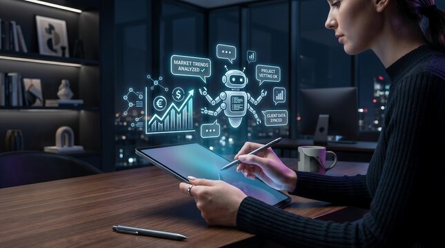 AI Robo Advisor Financial Trading Concept