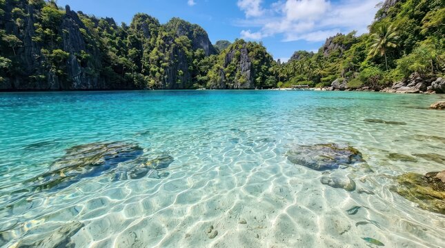 Clear Tropical Lagoon in Coron Palawan Philippines