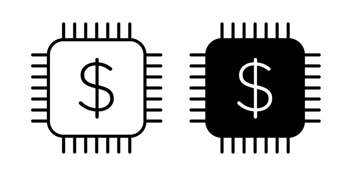 Fintech icon with digital finance and technology symbol. Banking and payment sign for mobile app, cryptocurrency and financial service designs. Isolated on white background.