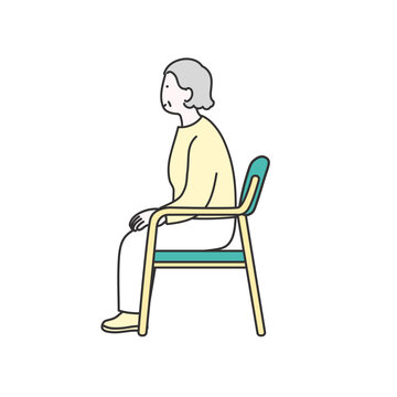 椅子に座る高齢女性のイメージイラスト