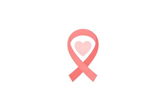 A soft blush pink satin fabric awareness ribbon formed into a meaningful loop and gently adorned with a tiny delicate sprig of dried white flowers surrounded by scattered metallic star confetti