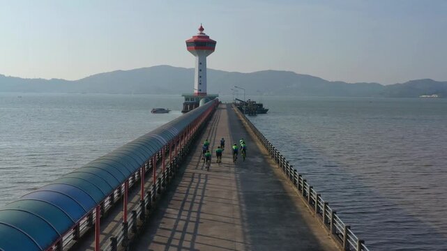 Aerial footage of Triathlon training at Pak Nam Ranong.