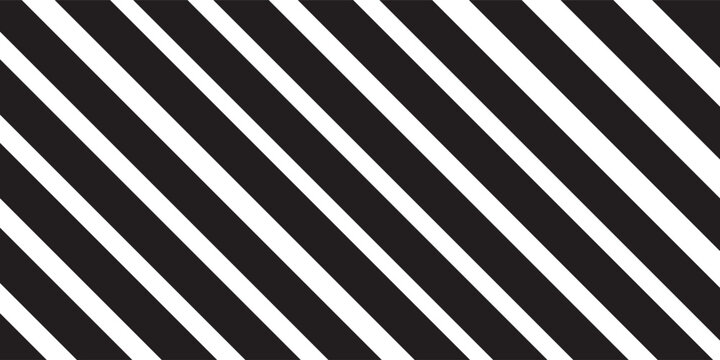 Repeated black diagonal lines on white background. Slanted parallel stripes pattern. Tilted striped print. Angled streaks wallpaper. Abstract minimalistic design. Vector graphic illustration.