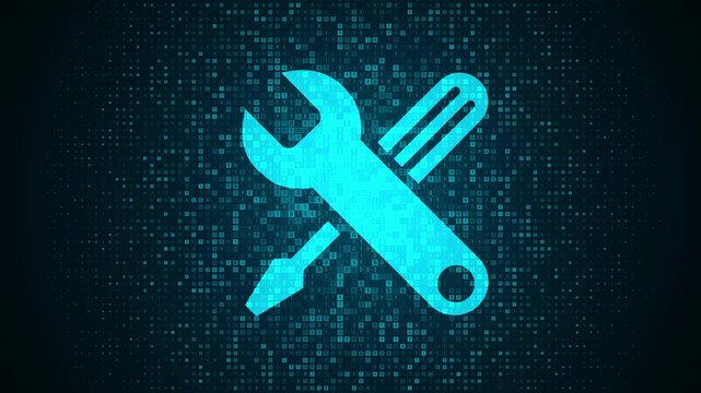 Technical support icon made with binary code, Online tech support, Customer help