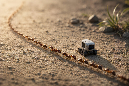Miniature Robot Following an Ant Colony Trail