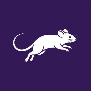 Minimalist white mouse jumping icon design.