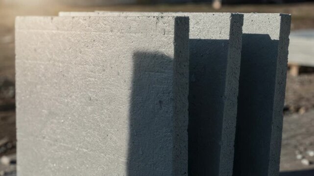 Medium shot of coated weatherresistant foam insulation panels showcasing durable exterior texture with UV and moistureresistant treatment under natural sunlight.
