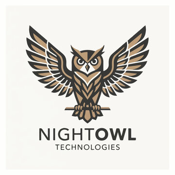 Stylized Owl Logo Design for Nightowl Technologies Company.