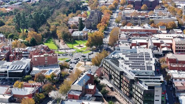 Bendigo Aerial Footage Central Business District Alexandra Fountain