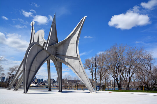 MONTREAL QUEBEC CANADA: The Alexander Calder sculpture L'Homme French for "Man")is a large-scale outdoor sculpture in Parc Jean-Drapeau, located in Montreal.