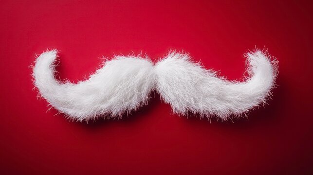 White fluffy mustache on red background. (1)
