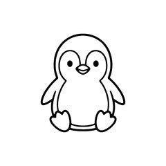 Fototapeta premium Cute little penguin standing coloring page. Black and white outline of happy arctic bird for kids coloring book, preschool worksheets, and KDP interior.