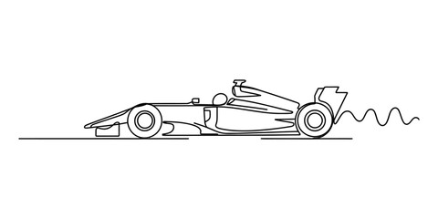 Naklejka premium Formula 1 racing car line art illustration on a simple background