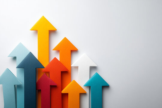 Colorful arrows, growth concept, business success, upward trend