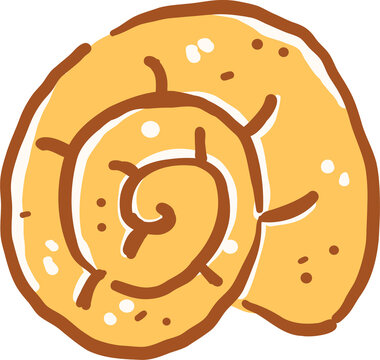 Summer Orange Spiral Seashell  Illustration Cartoon Hand Drawn