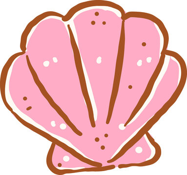 Summer Pink Seashell  Illustration Cartoon Hand Drawn