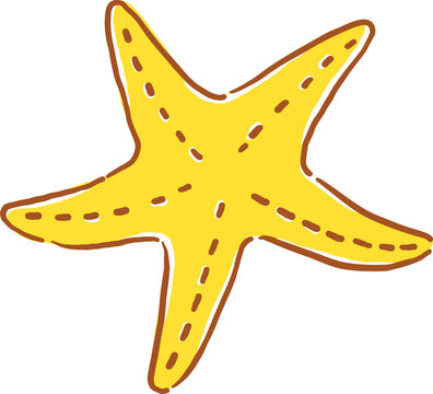 Summer Yellow Starfish Illustration Cartoon Hand Drawn