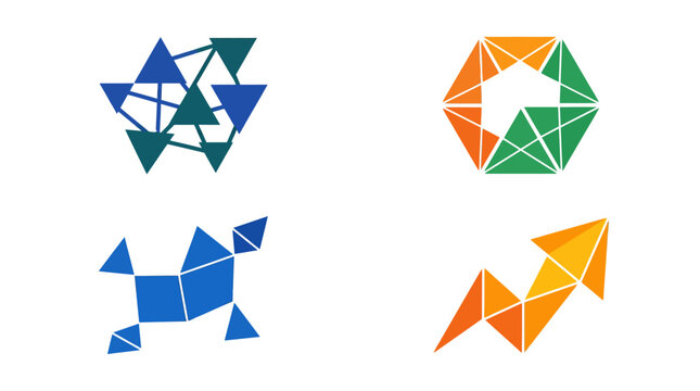 Abstract geometric shapes arranged in a clean white background set