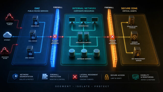 | TechnologyNetwork Segmentation and Firewall Protection Architecture Diagram Background