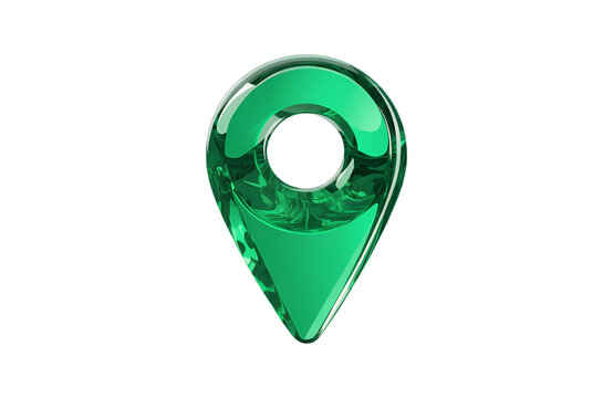 Green Location Pin PNG Isolated on Transparent Background for Navigation Apps, Map Pointer Icon Cut Out on Transparent Background for GPS and Travel Design, Green Navigation Marker PNG for Mapping Dir