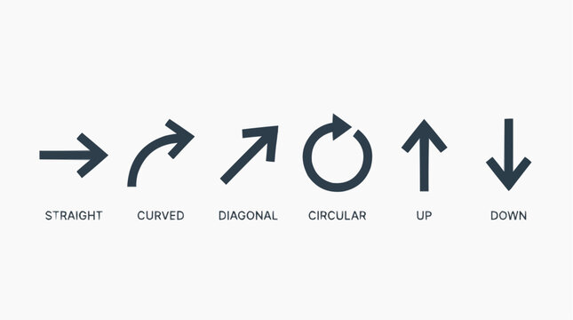 Various arrow directions isolated on transparent background for navigation design