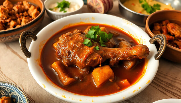 Authentic Slow-Cooked Pakistani Beef Nihari with Spicy Curry and Fresh Cilantro