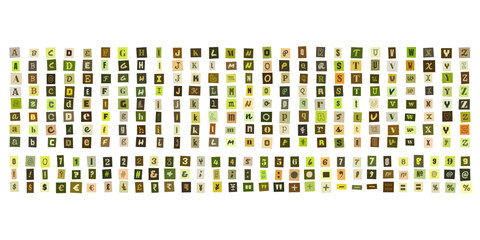 Ransom Note Alphabet Letters and Numbers, Collage Style Typography Set for Creative Graphic Design Projects and Digital Scrapbooking © velikiyzayats