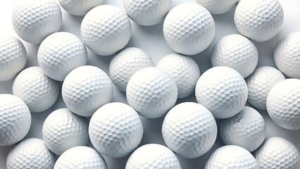 Naklejka premium dimple. Multiple golf balls arranged in a detailed pattern on a white surface. product launch decks, UI/UX mockups, designed for data visualization dashboards and holographic UIs.