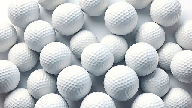 dimple. Multiple golf balls arranged in a detailed pattern on a white surface. product launch decks, UI/UX mockups, designed for data visualization dashboards and holographic UIs.