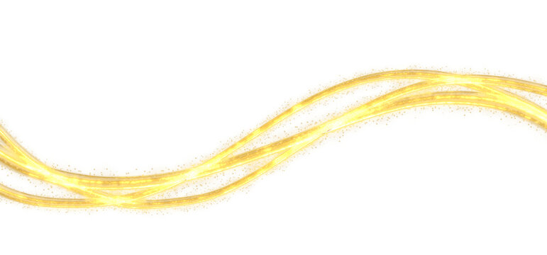 Magic Golden Wave Light Trail With Glitter Particles on alpha Background