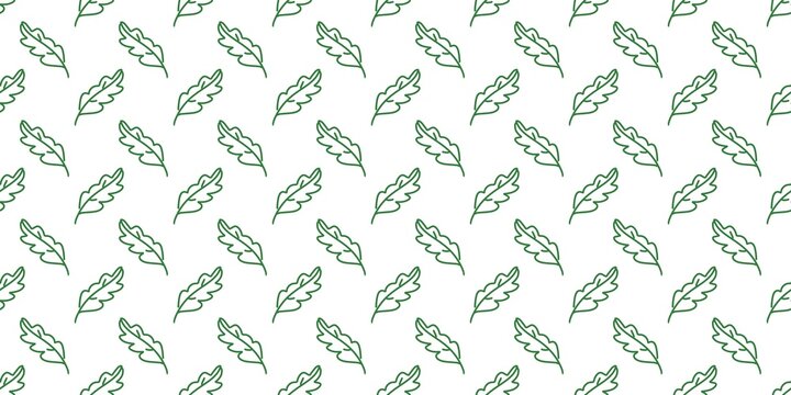 Seamless doodle oak leaf pattern. Minimalist green leaves pattern background, perfect for botanical wallpapers, wrapping paper, textile designs, and natural organic themed backdrops.