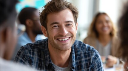 Fototapeta premium Happy man smiling group