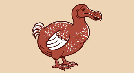 Dodo bird, illustration, brown, white, extinct animal, educational, concept © Simon