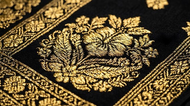 Traditional musical instrument cover with maroon songket fabric and copper thread embroidery