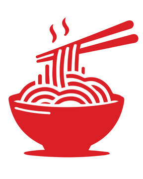 Hot Steaming Ramen Noodles Soup Vector Icon Food Design Clipart