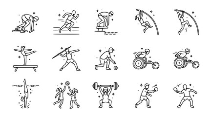 Fototapeta premium Diverse Sports Icons: Action Figures for Athletics, Disability Sports, and Recreation